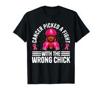 Cancer Picked A Fight with The Wrong Chick Afro Queen Value Graphic T-Shirt