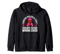 Cancer Picked A Fight With The Wrong Chick Afro Queen Zip Hoodie