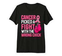 Cancer Picked A Fight with The Wrong Chick Messy Bun Premium T-Shirt