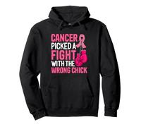 Cancer Picked A Fight With The Wrong Chick Messy Bun Pullover Hoodie