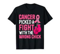 Cancer Picked A Fight with The Wrong Chick Messy Bun T-Shirt