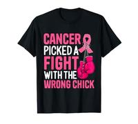 Cancer Picked A Fight with The Wrong Chick Messy Bun Value Graphic T-Shirt