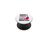 Cancer Picked A Fight With The Wrong Chick Pink Ribbon PopSockets Adhesive PopGrip