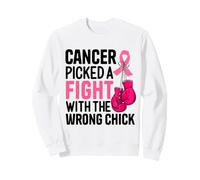 Cancer Picked A Fight With The Wrong Chick Pink Ribbon Sweatshirt