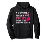 Cancer Picked A Fight With The Wrong Chick Varsity Pullover Hoodie