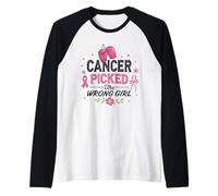 Cancer Picked A Fight with The Wrong Girl Breast Cancer Raglan Baseball Tee