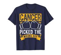 Cancer Picked The Wrong BOY Childhood Cancer Awareness T-Shirt, Men, Navy Blue, Small