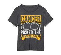 Cancer Picked The Wrong BOY Childhood Cancer Awareness T-Shirt, Women's Plus, Dark Heather Grey, 6X