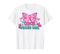 Cancer Picked The Wrong Girl Butterfly Breast Cancer Warrior T-Shirt