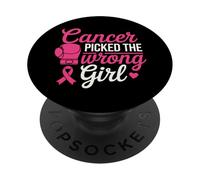 Cancer Picked the Wrong Girl Pink Boxing Glove PopSockets Adhesive PopGrip