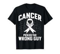 Cancer Picked The Wrong Guy - White Ribbon Lung Cancer T-Shirt