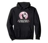 Cancer Picked The Wrong Witch Breast Cancer Halloween Cat Pullover Hoodie