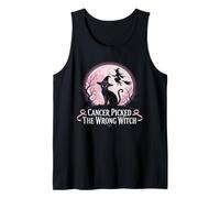 Cancer Picked The Wrong Witch Breast Cancer Halloween Cat Tank Top