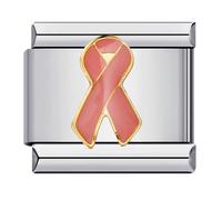 Cancer Pink Ribbon Survivor Mother Daughter Silver Italian 9mm Link Stainless Steel Bracelet Charm Compatible With Nomination 9mm Bracelet