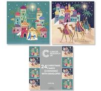 Cancer Research UK Box of 24 Charity Christmas Cards - 2 Designs - Bethlehem Duo