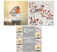 Cancer Research UK Box of 24 Charity Christmas Cards - 2 Designs - Bird Duo