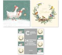 Cancer Research UK Box of 24 Charity Christmas Cards - 2 Designs - Geese & Birds