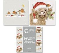 Cancer Research UK Box of 24 Charity Christmas Cards - 2 Designs - Ralph & Clove