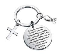 Cancer Saint Peregrine Keychain Intercede for Us by Asking God to Heal My Cancer and Keep It in Remission Healing Prayer Keychain Get Well Gift Cancer Fighter Gift (Saint peregrine-ky)