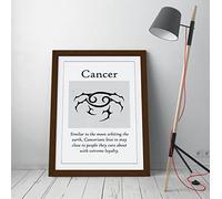 Cancer Star Sign Zodiac Astrology Quote Slogan - Framed Wall Art Picture Print - A4 - Walnut Frame