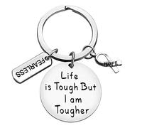 Cancer Survivor Gift Cancer Awareness Keyring Life isTough But I am Tougher Inspirational Gift Recovery Gift Motivational Gift for Her Him Cancer Fighter Gift for Women Men Encouragement Gift