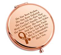 Cancer Survivor Gift Inspirational Birthday Presents Compact Mirror Breast Cancer Awareness Gifts for Women Patient Best Friend Post Recovery Presents Surgery Chemotherapy Post Personal Makeup Mirror