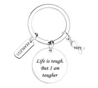 Cancer Survivor Gifts Cancer Fighter Gifts Cancer Survivor Keychain for Women Men Cancer Gifts Inspirational Gift for Cancer Life is Tough But I Am Tougher Keychain