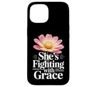 Cancer Survivor Woman Fighting with Grace Inspirational Gift Case for iPhone 15