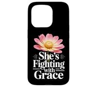 Cancer Survivor Woman Fighting with Grace Inspirational Gift Case for iPhone 15 Pro