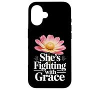Cancer Survivor Woman Fighting with Grace Inspirational Gift Case for iPhone 16