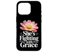 Cancer Survivor Woman Fighting with Grace Inspirational Gift Case for iPhone 16 Pro
