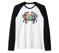 Cancer The Crab Tie-Dye, Grafitt Multicolor Crab, Crab Lover Raglan Baseball Tee