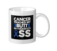 Cancer Touched My Butt So I Kicked It's Ass Ceramic Drinkware Cute Tea Cup Funny Tea Mugs for Café Beverages Latte 330Ml