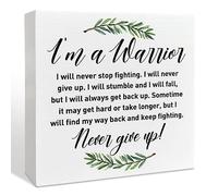 Cancer Warrior Gifts for Women Men, Birthday Gifts for Cancer Patients Chemo Inspirational Cancer Survivor Gifts, Cancer Support Fighter Encouragement Gifts, I'm A Warrior, Wooden Box Sign