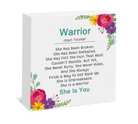 Cancer Warrior Gifts for Women Men Wood Box Sign Inspirational Cancer Survivor Gifts Warrior Survivor Friend Strength Gift Get Well Soon Gift Inspirational Wooden Plaque Box Sign Desk Decor