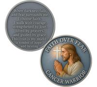 Cancer Warrior Prayer Coin, Faith Over Fear Jesus Prayer Coin Inspirational Christian Pocket Token Protection Coin Christian Gift, Spiritual Protection & Courage Gift for Cancer Warriors (1pc)