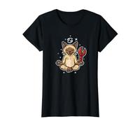 Cancer Zen Cat Astrology Value Graphic T-Shirt, Women, Black, L
