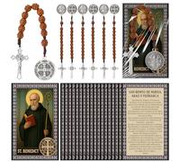 Canchiing 12 Sets Catholic Rosary Beads with Saint Benedict Medal and Crucifix for Men Women Pocket Rosary with Prayer Cards Religious Christmas Easter Baptism Church Party Favors