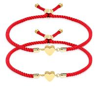 Canchiing 2 Pcs Medal Blessing Gifts Red String for Protection Adjustable Valentines Day Catholic Bracelet Rosary Bracelets Gifts for Men Women Couple Friendship Birthday Confirmation, up to 10 inches
