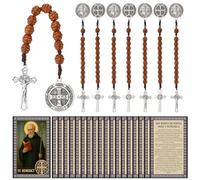 Canchiing 24 Sets Catholic Gifts Rosary Beads with Saint Benedict Medal and Crucifix for Men Women Pocket Rosary with Prayer Cards Religious Christmas Easter Baptism Church Party Favors