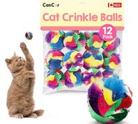 Cancor Innovations Cat Crinkle Balls 1.5 Inch (12-Pack) - Canadian-Made Cat Toys - Multi-Color Crinkle Balls for Cats for Indoor Cats
