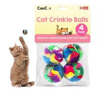 Cancor Innovations Cat Crinkle Balls (4-Pack) - 1.5" Lightweight Toys for Batting, Chasing, and Daily Play - Safer Than Mylar and Foil Alternatives - Irresistible Crinkle Sound - Made in Canada