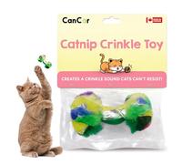 Cancor Innovations Catnip Toy Dumbell Shaped 2.5 Inch (1-Pack) - Durable Crinkle Sounding Catnip Training Toy - Foil Textured Cat Nip Toys for Cats