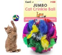 Cancor Innovations Jumbo Cat Crinkle Ball (1-Pack) - 3.5" Lightweight Crinkle Cat Toy for Indoor Cats - Safer Than Foil and Mylar Balls - Irresistible Sound and Bounce for Active Play