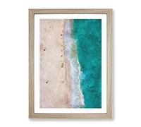 Cancun Beach In Mexico Painting Modern Framed Print | A3 Oak Framed Wall Art | Ready to Hang | Modern Beach Picture | Living Room Bedroom Lounge Office