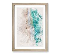 Cancun Beach in Mexico Watercolour Framed Print | A2 Oak Framed Wall Art | Ready to Hang | Modern Beach Picture | Living Room Bedroom Lounge Office