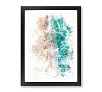 Cancun Beach In Mexico Watercolour Modern Framed Print | A2 Black Framed Wall Art | Ready to Hang | Modern Beach Picture | Living Room Bedroom Lounge Office