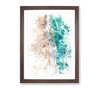 Cancun Beach In Mexico Watercolour Modern Framed Print | A3 Walnut Framed Wall Art | Ready to Hang | Modern Beach Picture | Living Room Bedroom Lounge Office