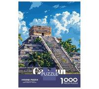 Cancun Mayan Pyramid 1000 Piece Jigsaw Puzzle, Romantic City Break Scene, Thick Cardboard Pieces, Relaxing Challenge for Puzzle Lovers, Adult Puzzle, 52x38cm/1000pcs