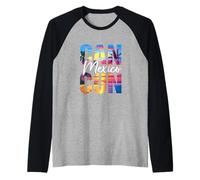 Cancun Mexico Palm Tree Sunset Beach Summer Vacation Trip Raglan Baseball Tee